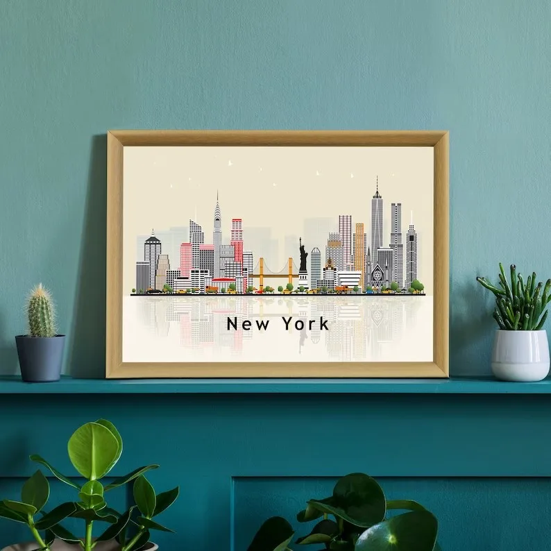 Современный абстрактный постер путешествия города городской пейзаж