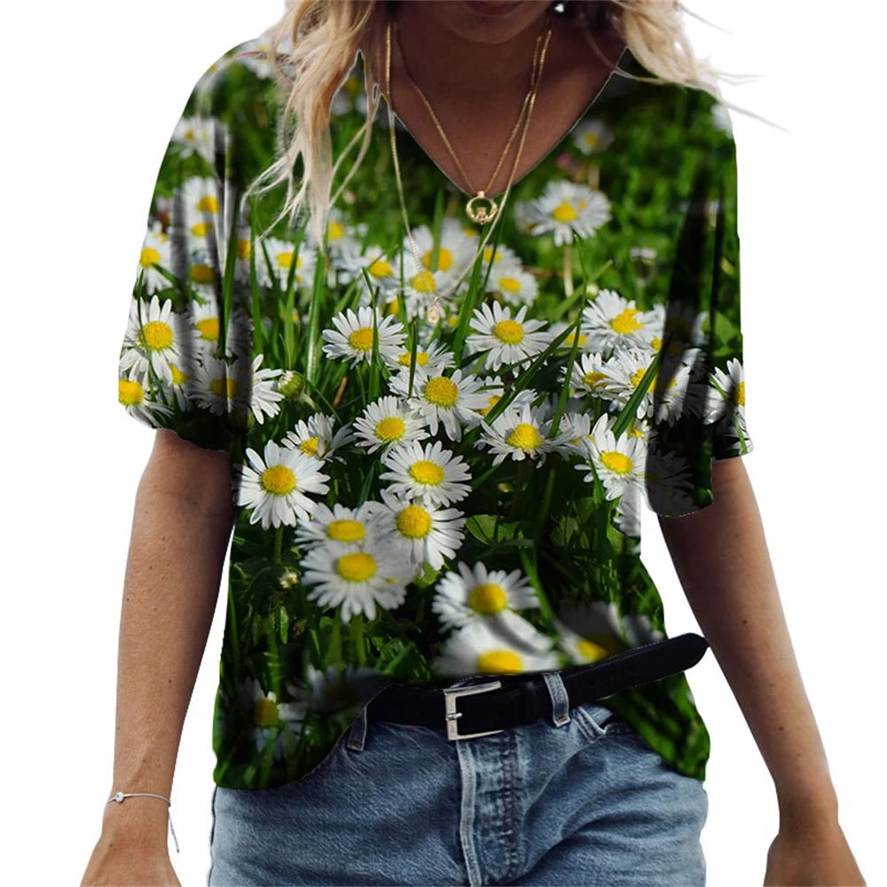 

Short Sleeve Women T Shirts Flowers Cute Cat Digital 3D Printing Fashion Slim Pullover Ladies Street Hipster Casual Shirt Tops