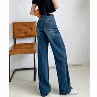 blue casual jeans woman high waist denim wide leg pants trousers korean y2k cute boyfriend vintage baggy mom jeans slim women
