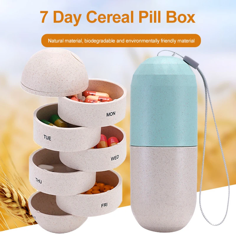 

Portable Silicone 7 Days Silicone Pill Box Sealed Moisture-proof Shell Plastic Waterproof Pill Box Multifunctional Storage Box