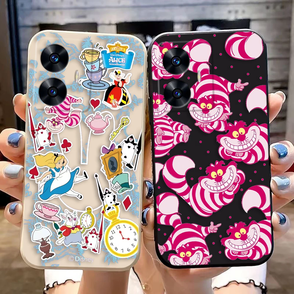 Чехол для телефона Disney Cheshire Cat Alice Realme C65 C63 C53 C35 C55 C33 C30 C21Y C20 C12 C11 GT 2 XT NARAO 20 30 50 Case Funda