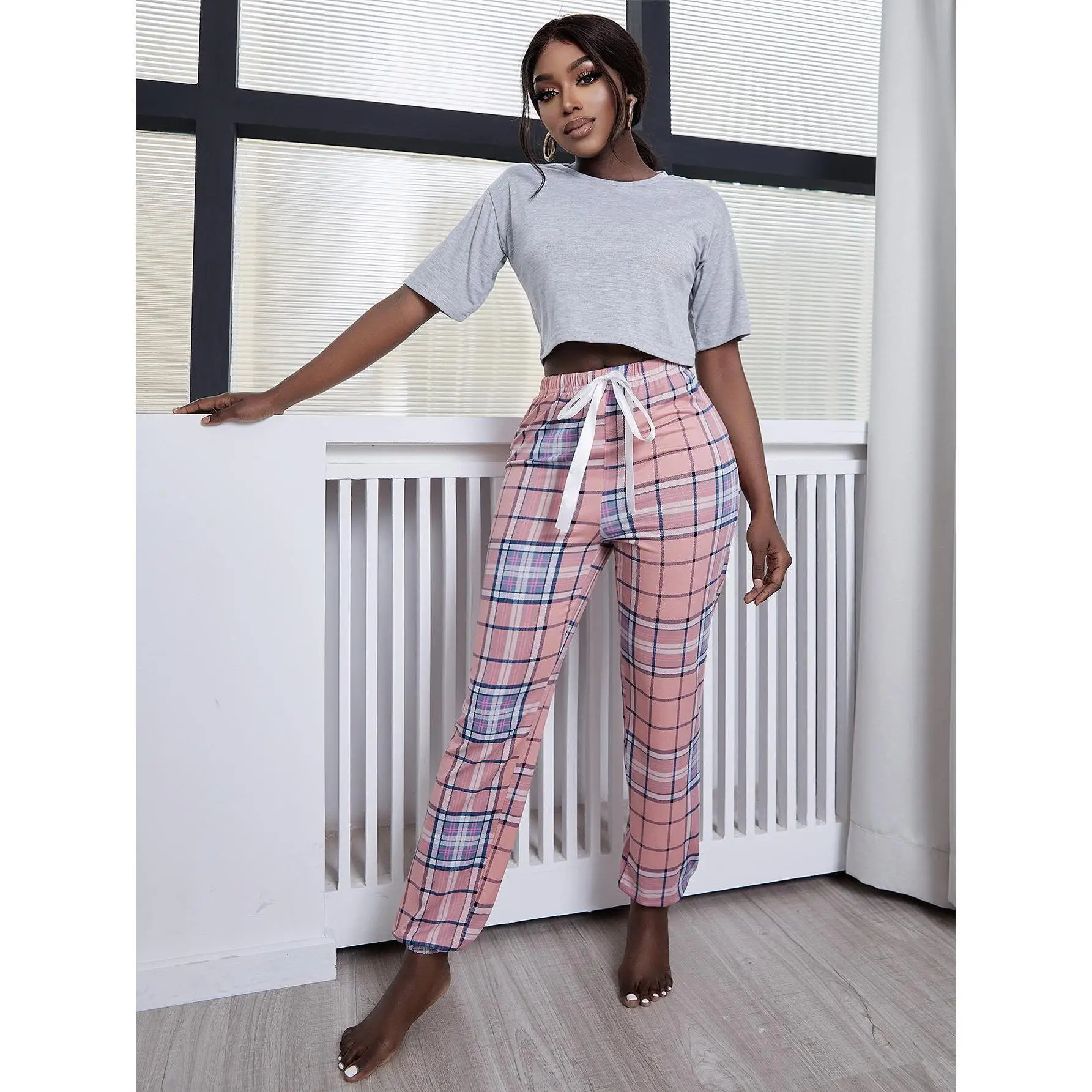 Women's Pajamas Spring Short Sleeve Strapless Trousers Home Service Set Women Nightwear