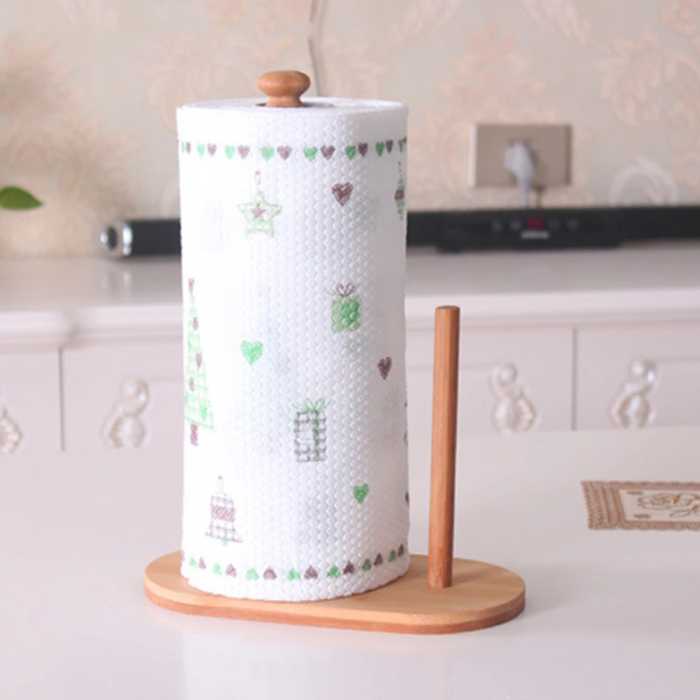 

Natural Bamboo Holder Stand Dispenser Counter Tissue Towel Roll Paper Storage