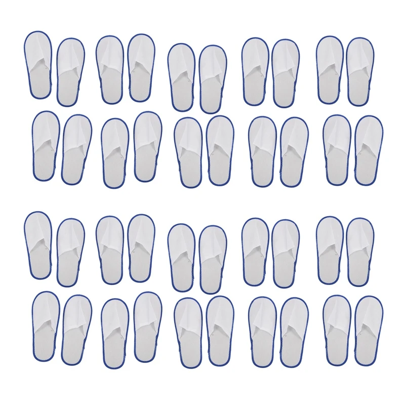 

40 Pairs Of White Towelling Hotel Disposable Slippers Terry Spa Guest Shoes Blue