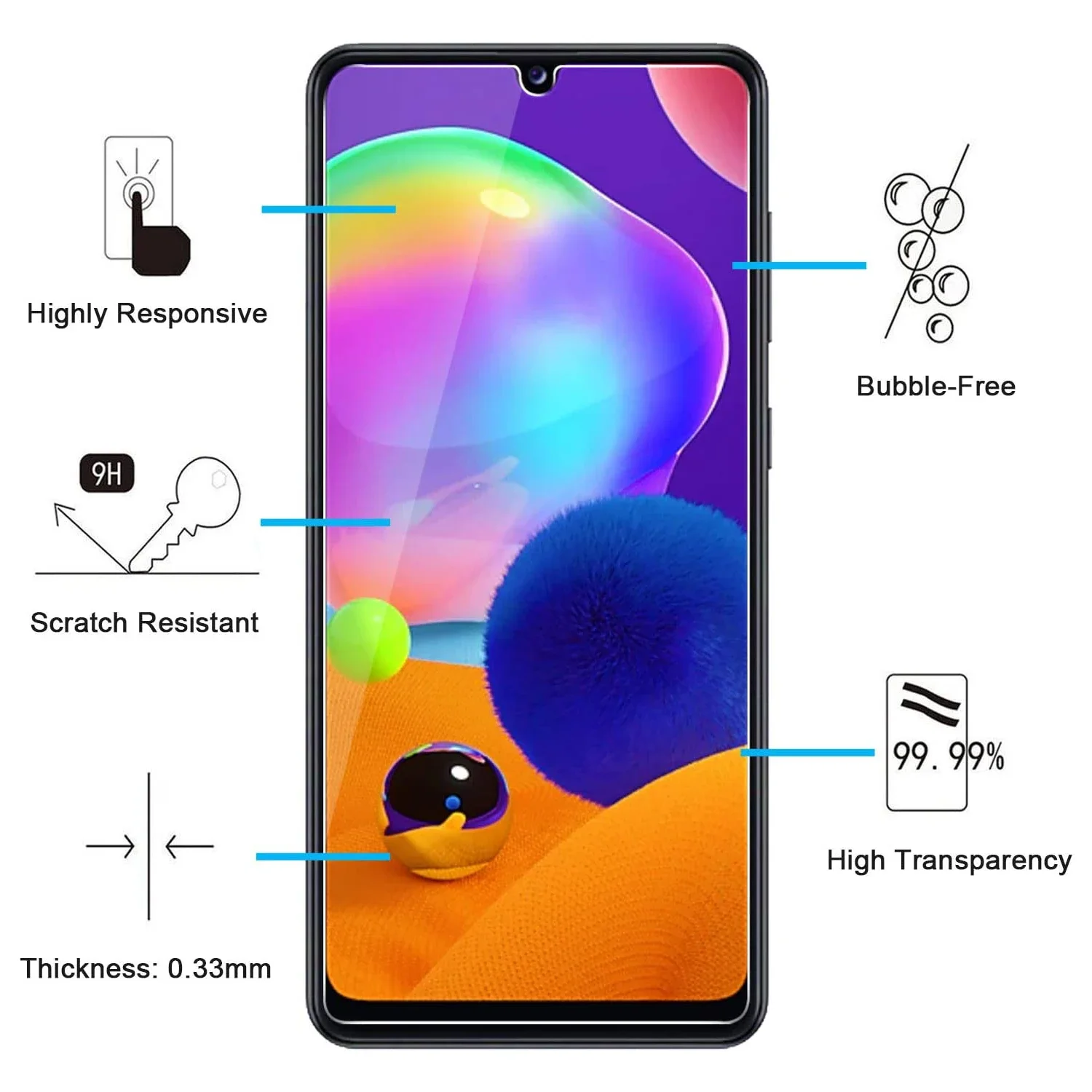 2/4 шт. 9H закаленное стекло для Samsung Galaxy A31 Защитная стеклянная пленка экрана