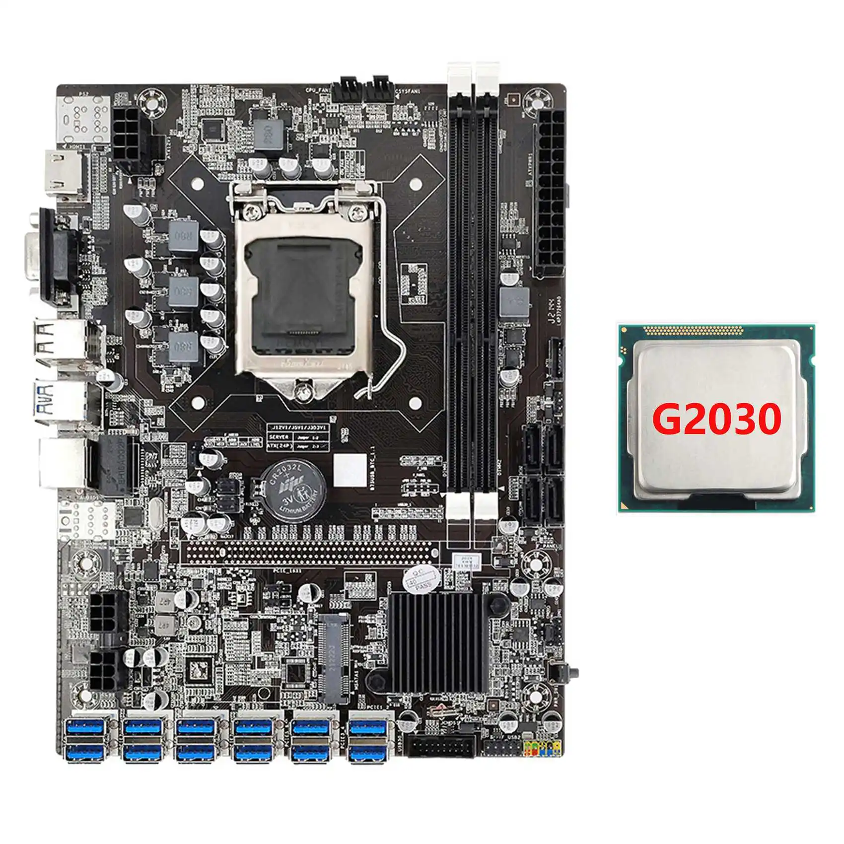 

Материнская плата B75 USB ETH для майнинга + ЦП G2030 12xpcie к USB LGA1155 MSATA DDR3 USB 3,0 B75 USB BTC