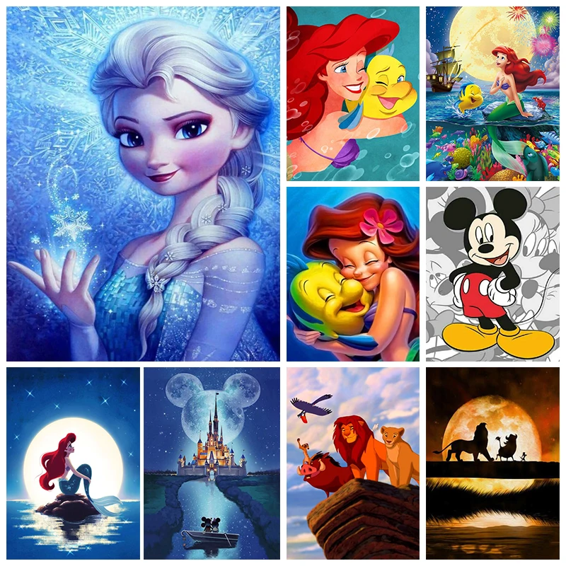 

Алмазная живопись «Русалка и Микки» Disney 5D, вышивка крестиком из страз, мозаика, украшение для детской комнаты, ручная работа Jh281