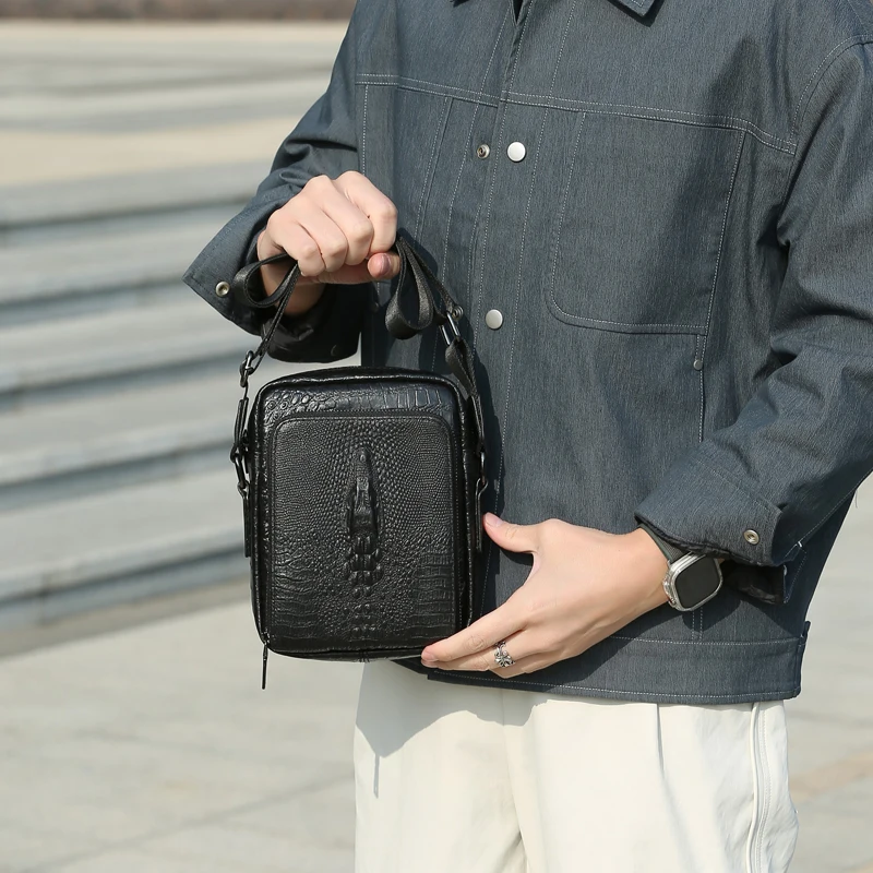 Мужская сумка повседневная мужская из воловьей кожи натуральной крокодила сумки