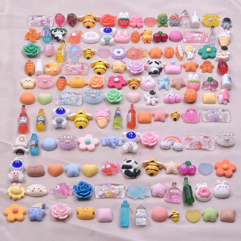 

Mix Resin Charm Animal Bee Panda Rabbit Pendant Jewellery Making Charms Flower Bottle DIY Phone Case Fashion Accessories Finding