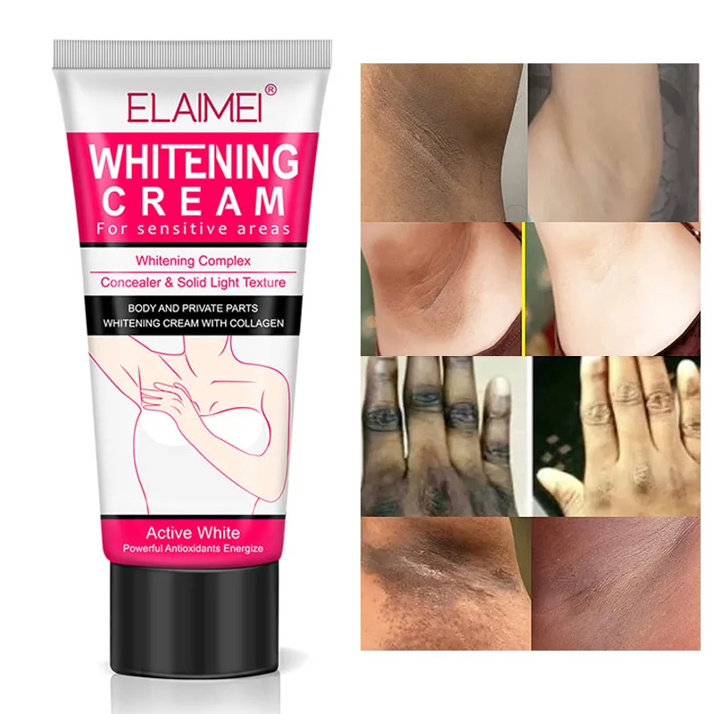 

60ML Instant Whitening Cream for Private Parts Collagen Bleaching Sensitive Areas Whiten Darkness Underarms Knees Elbows Thighs