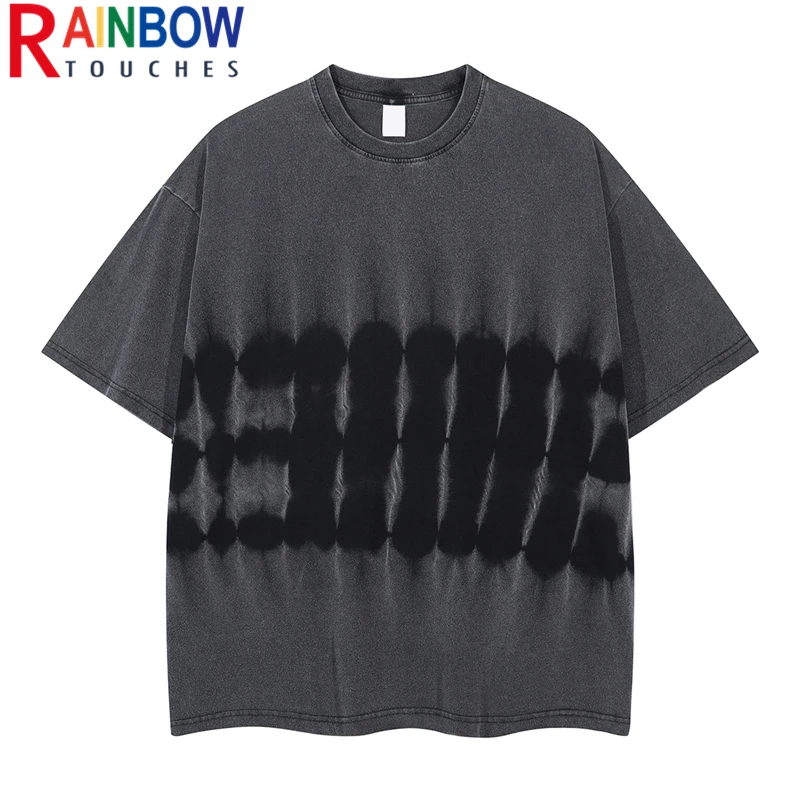 

Rainbowtouches 2022 Washed T Shirts Men's Vintage High Street Creative Skull Graphic Oversize Unisex T Shirts Street Fashion