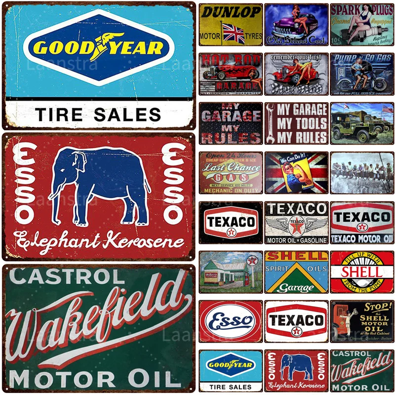 

Классический моторный масляный бренд, украшение гаража, жестяные плакаты, винтажные металлические знаки, плакаты, аксессуары для домашнего...