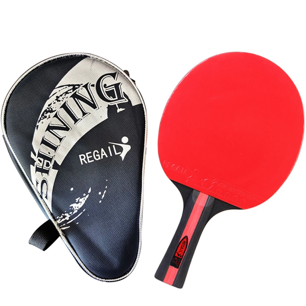 Strong Spin Table Tennis Racket 7 Ply Wood Ping Pong Bat Long Handle With Storage Bag Double-sided Beef Tendon Glue All-round