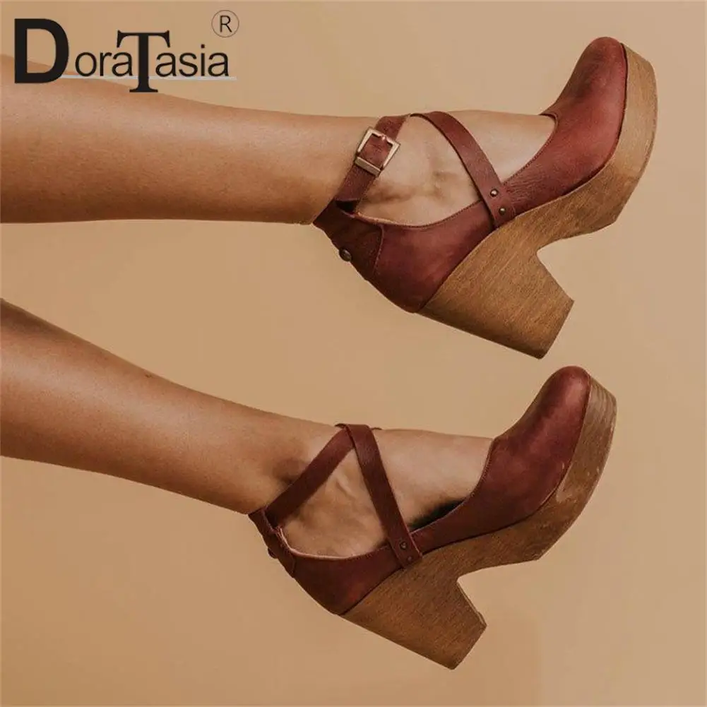 Brand New Ladies Platform Mary Janes Pumps Fashion Buckle Chunky High Heels women's Pumps Casual Party Retro Woman Shoes