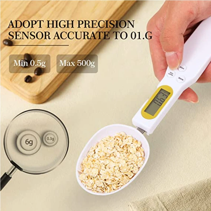 

Electronic Kitchen Scale Spoon 500g/0.1g LCD Display Weighing Food Coffee Digital Balance Stainless Steel Mini Kitchen Scale