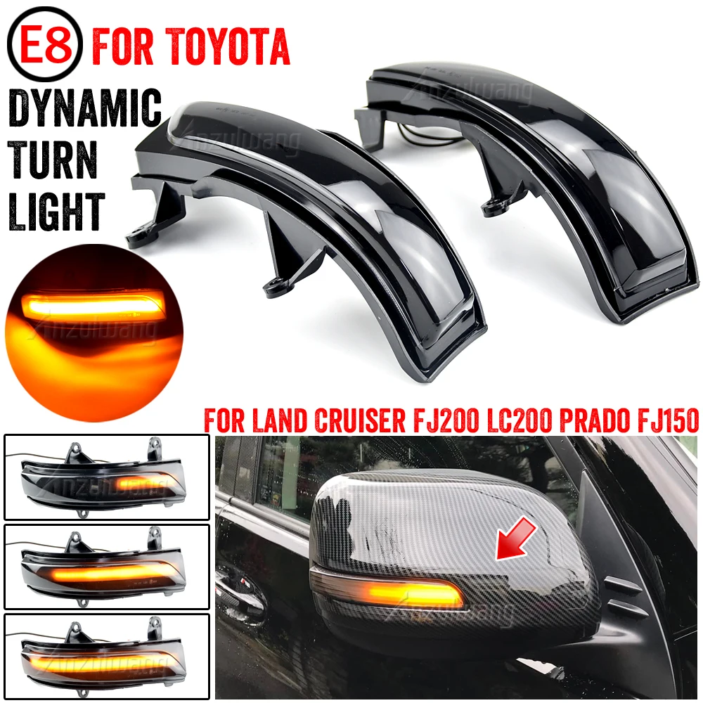 Фото Светодиодный динамический мигающий свет зеркала для Toyota Land Cruiser FJ200 LC200/Prado FJ150 2010-2020 2021 последовательный указатель поворота №1