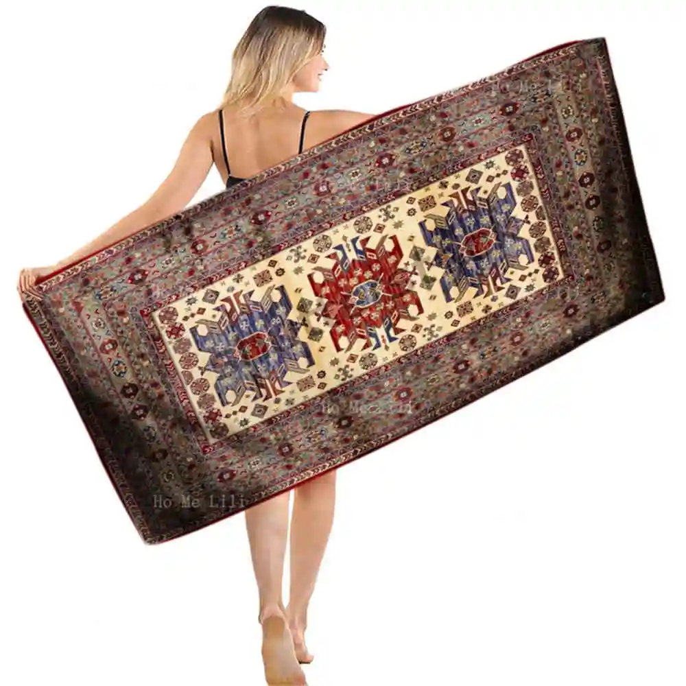 

Antique Turkish Persian Tribe Texture Classic Red Transitional Geometry Pattern Quick Drying Towel
