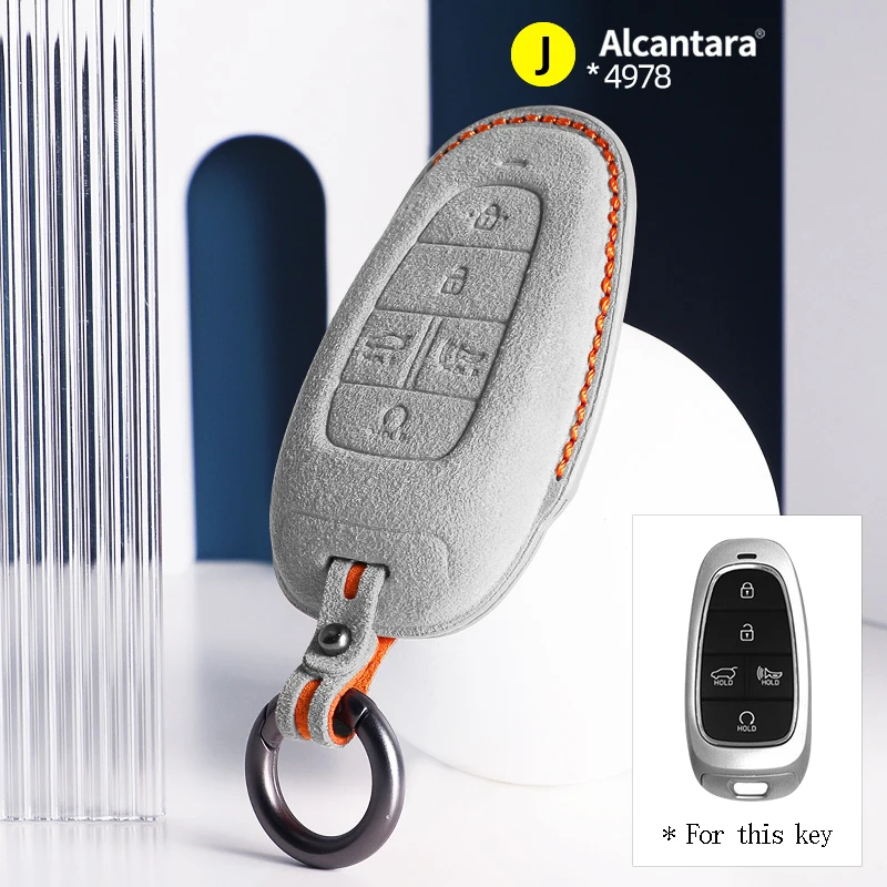 

Alcantara Suede Car Key Case Cover Shell For Hyundai Sonata Sel IONIQ 5 NEXO NX4 Tucson 2022 Sonata 2020 Grandeur Santa Fe