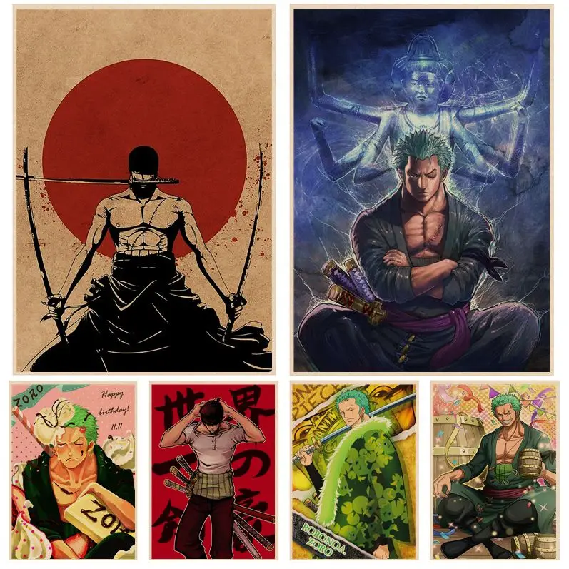 

BANDAI Roronoa Zoro Classic Movie Posters Vintage Room Home Bar Cafe Decor Kawaii Room Decor