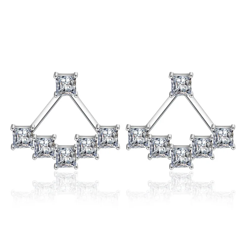 

Crystal Cube CZ Stud Earring For Women Wedding Gift Lady Girl Fashion Zircon Jewelry