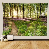 forest scenery tapestry nature rainforest sunshine through tree flowers tapestries bedroom living room dorm decor wall hanging