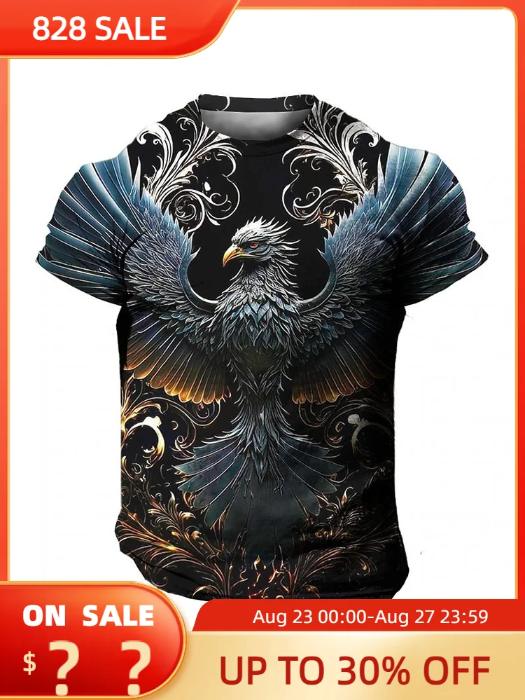 

Vintage Men'S T Shirt 3D Animal Print Tees Eagle Graphic Short Sleeve Oversized Tshirts Daily Tops Fashion Designer Streetwear