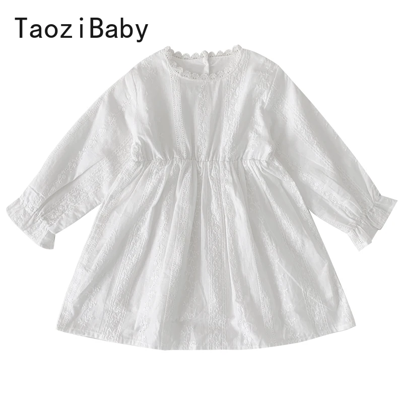 Girlsɽresses Children's Long Sleeve Girls'princess Autumn Dresses Kids Designer Party For baby Girls White Dress | Детская