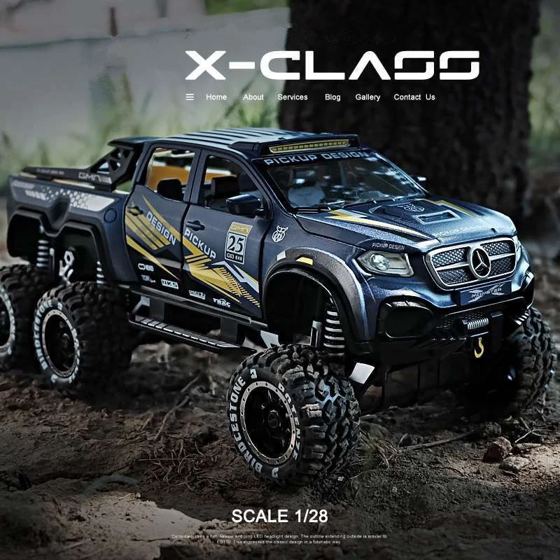 

1:28 Benzs X-Class Exy 6*6 фотомагнитола модель автомобиля из сплава литые металлические игрушки-искусственные детские подарки