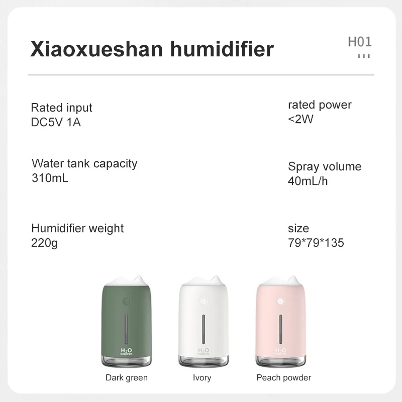 

Creative USB Air Humidifier 310ML Ultra-Silent USB Essential Room Car LED Night Lamp Snow Mountain Air Purifier Mist Maker