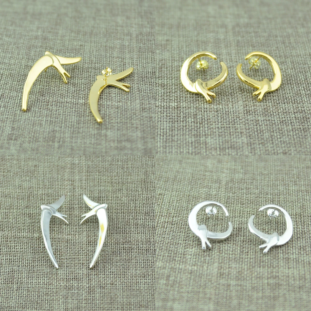 

Hot Sale Creative Spanish Original Fashion Electroplating 925 Silver 14k Gold Pin Stud Earrings Holiday Jewelry Gift