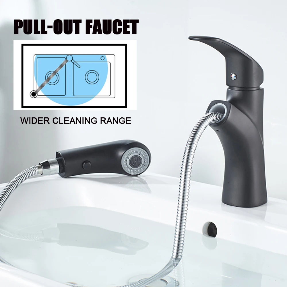 Onyzpily черный выдвижной смеситель для раковины с одной ручкой керамическая