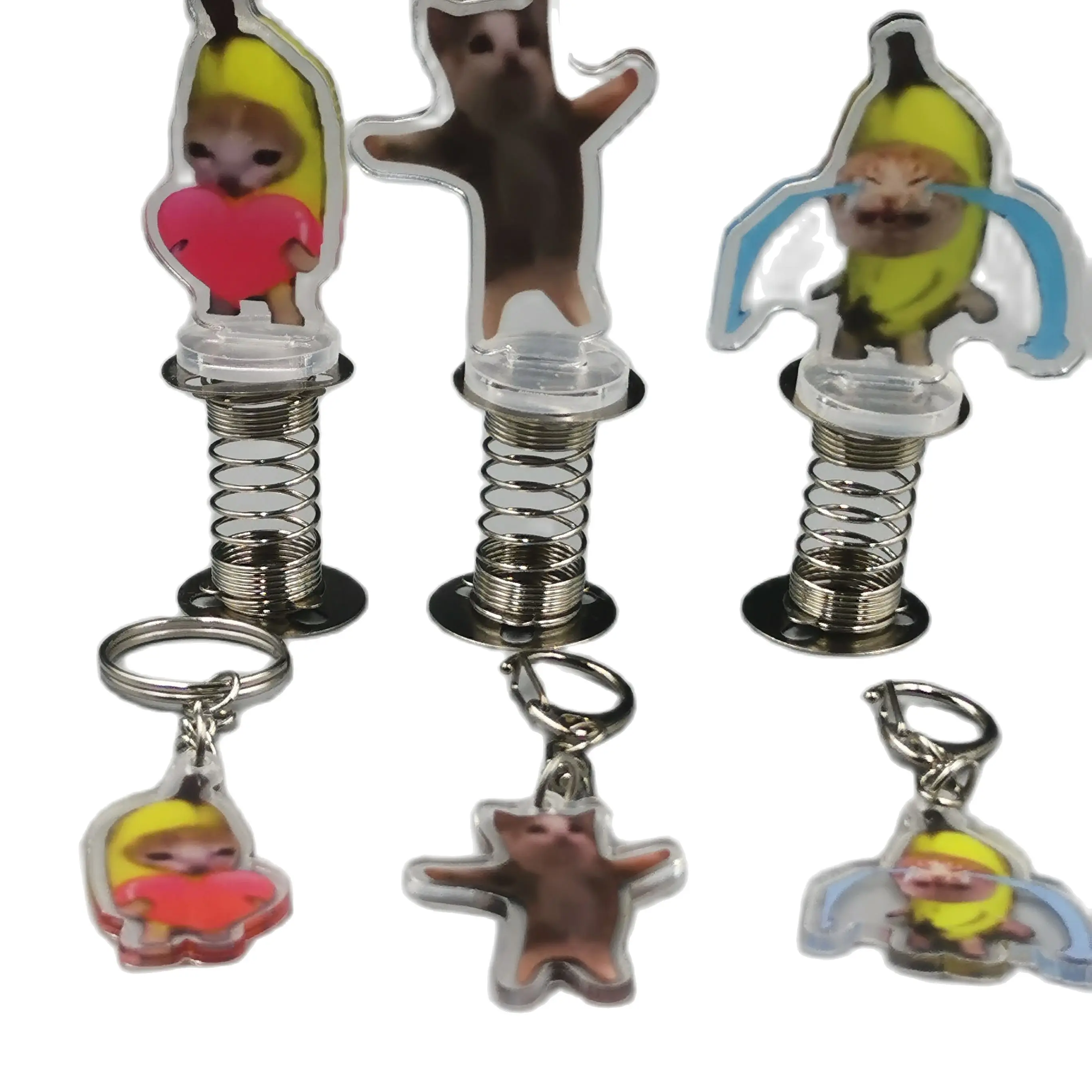 2023 New Fun Cute Happy Cat Banana Cat Pendant Car Key Chain Spring Model Car Decorated With Student Gifts