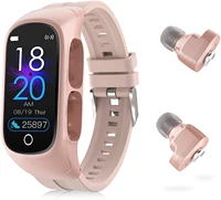 smart watch earbuds fitness tracker combo wireless bluetooth earphones2 in 1 activity bracelet receive calls messages music