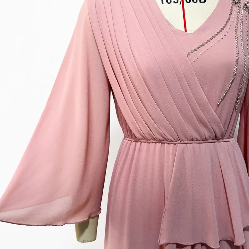 Eid Dress For Women Elegant Pleated Evening Party Bridesmaid Long Dresses Ladies Summer 2023 Luxury Rhinestone Chic Satin Robe