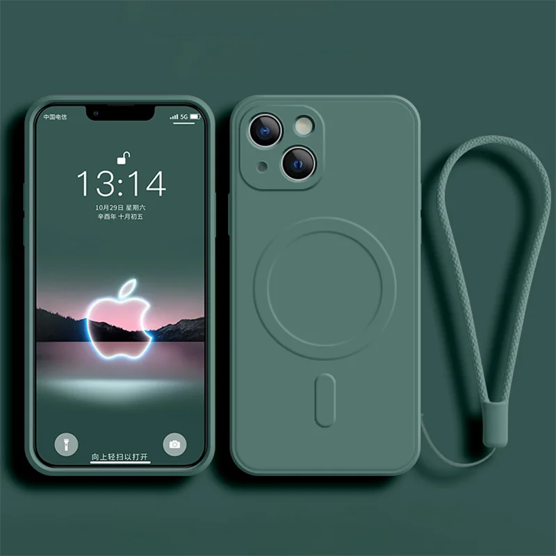 Силиконовый Магнитный чехол для беспроводной зарядки Magsafe iPhone 13 12 11 Pro Max Mini X XS XR 7 8