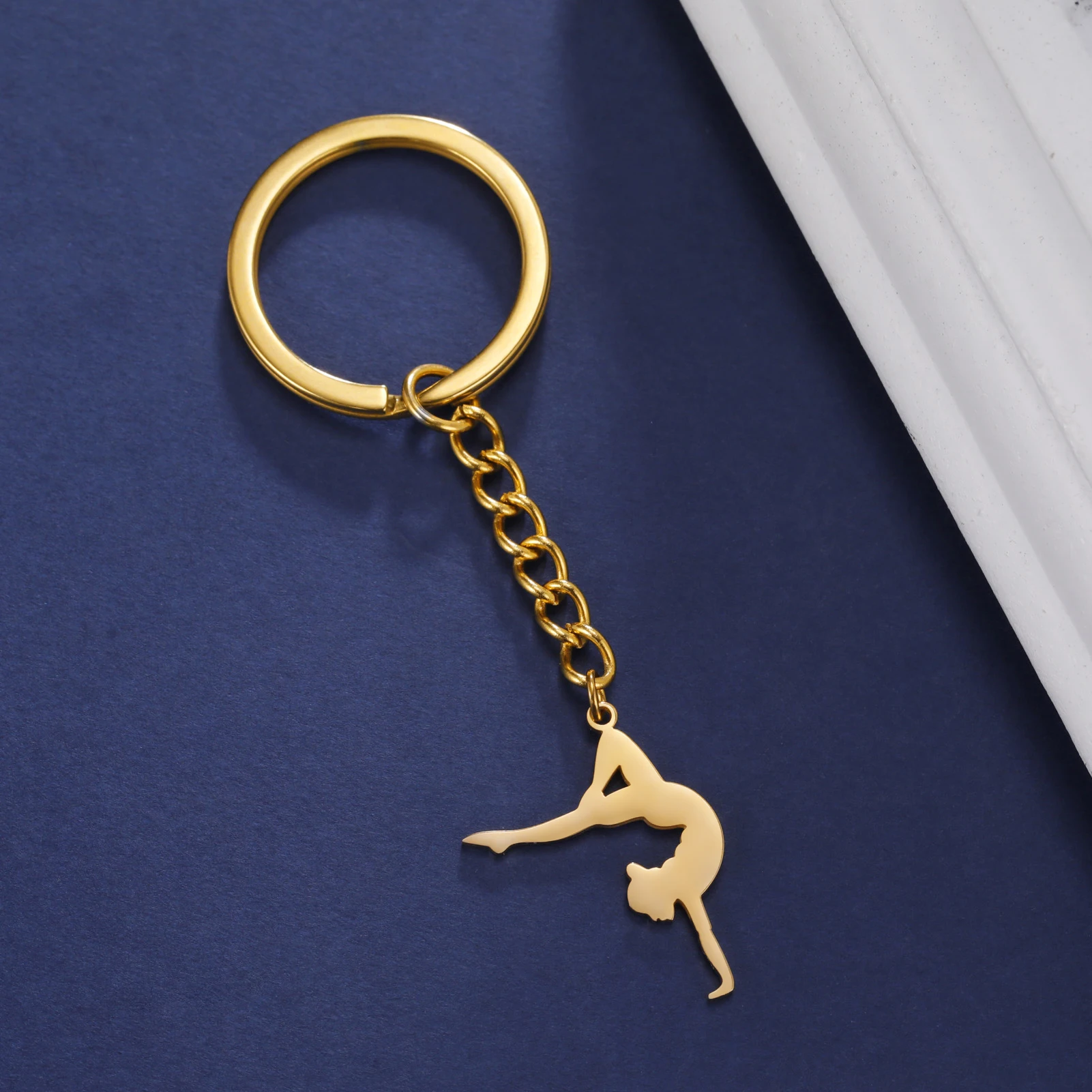 Lemegeton Кольцо для ключей в форме гимнастики для мужчин и женщин, Ювелирное Украшение из нержавеющей стали в форме веселого отряда
