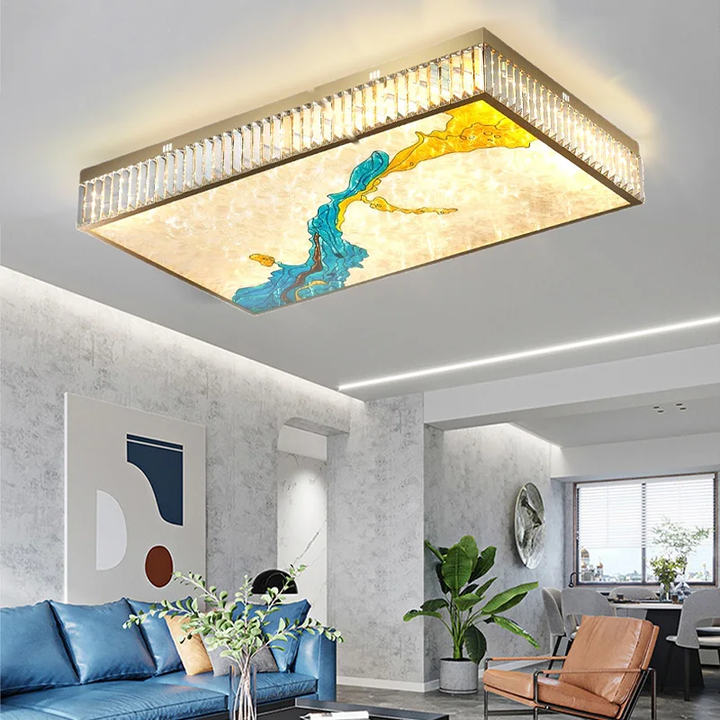

Home LED Ceiling Lights Rectangle Lighting for Living Room Decor Modern Luxury New Lustres Big Surface Mounted Lamp for Ceiling