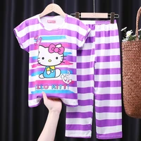 sanrio hellokitty girls pajamas set sleepwear 2022 summer short sleeved boys pyjamas cartoon childrens baby homeclothes pilama