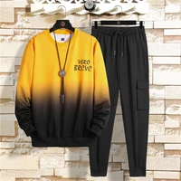 spring and autumn new mens leisure gradient hip hop loose sports suit youth dance hip hop two piece set
