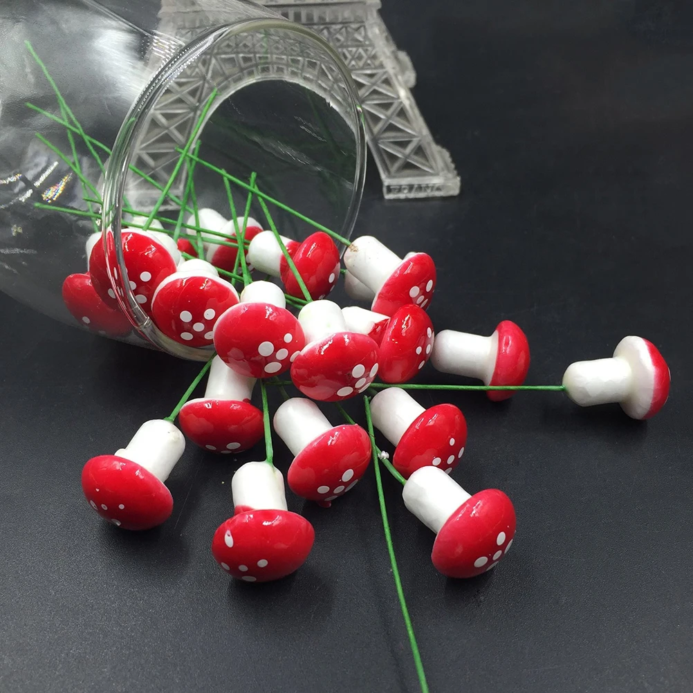 

30Pcs/set 3cm Artificial Mini Mushroom Miniatures Fairy Garden Moss Terrarium Resin Crafts Decorations Stakes Craft for Home