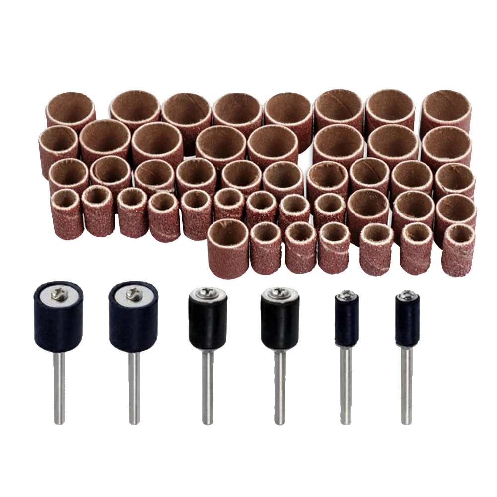 

51pcs Accessories Sander Shank Abrasive Metal Polishing Rust Removal Drum Sanding Kit Groove Mandrels Rotary Tools Band 120 Grit