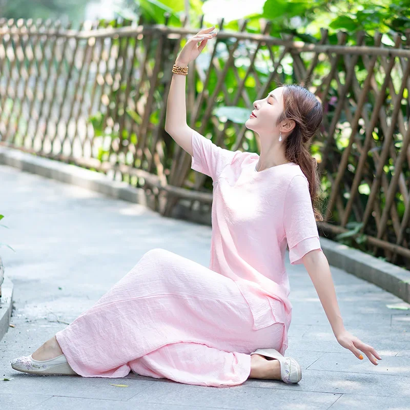 2021 весна-лето новый стиль одежда для йоги в китайском стиле дзен женский костюм