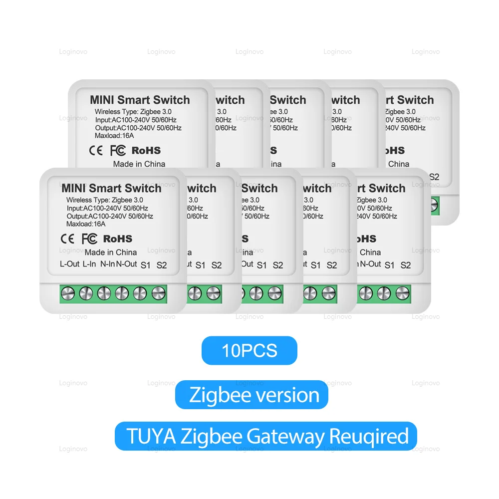 

Мини-умный Переключатель Wi-Fi/Zigbee 16A, Домашняя Автоматизация, Двустороннее Реле Управления