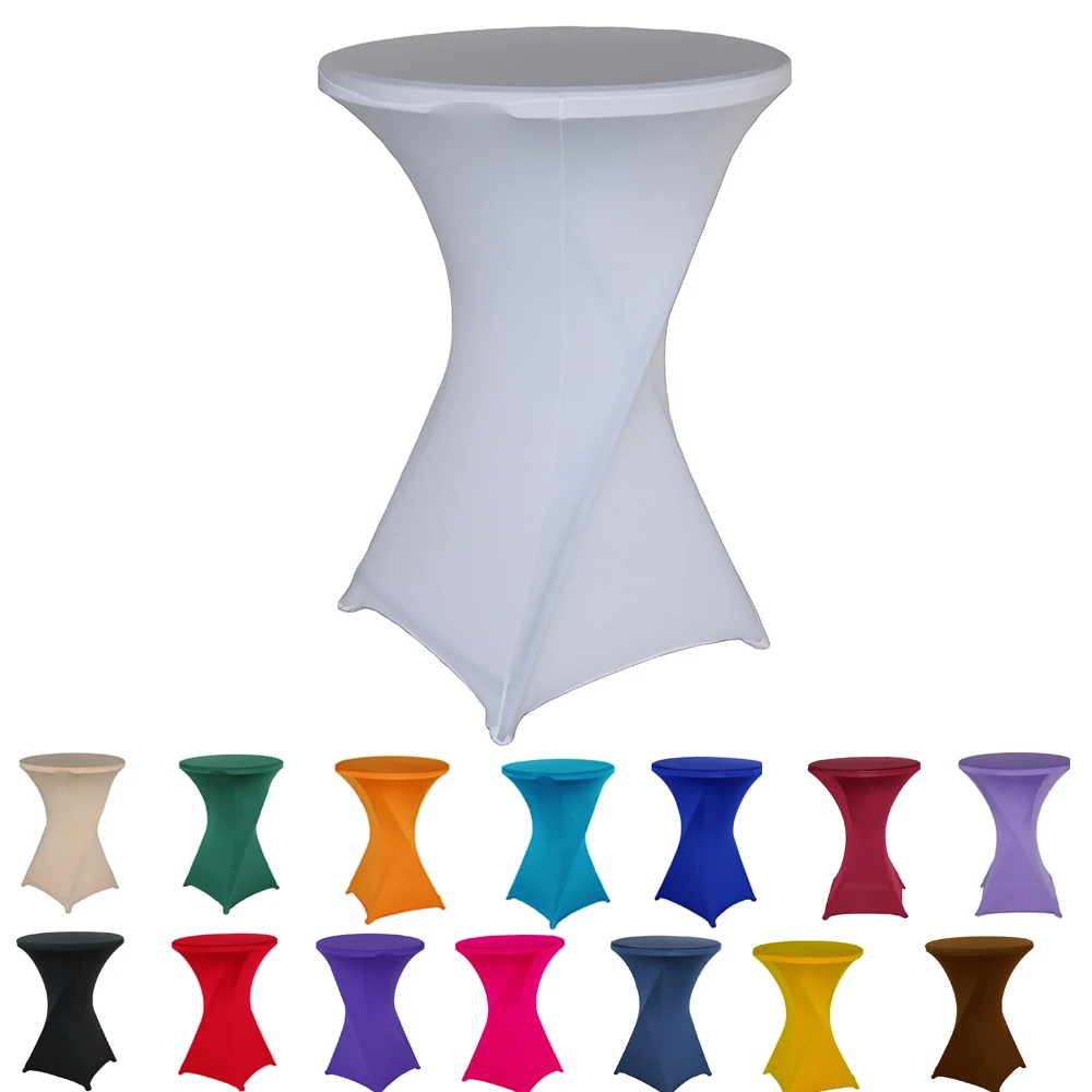 

Stretch Ronde Tafelkleed Cocktail Spandex Tafelkleed Bar Hotel Wedding Party Witte Tafel Cover 60/70/80 Cm diameter Multi-color