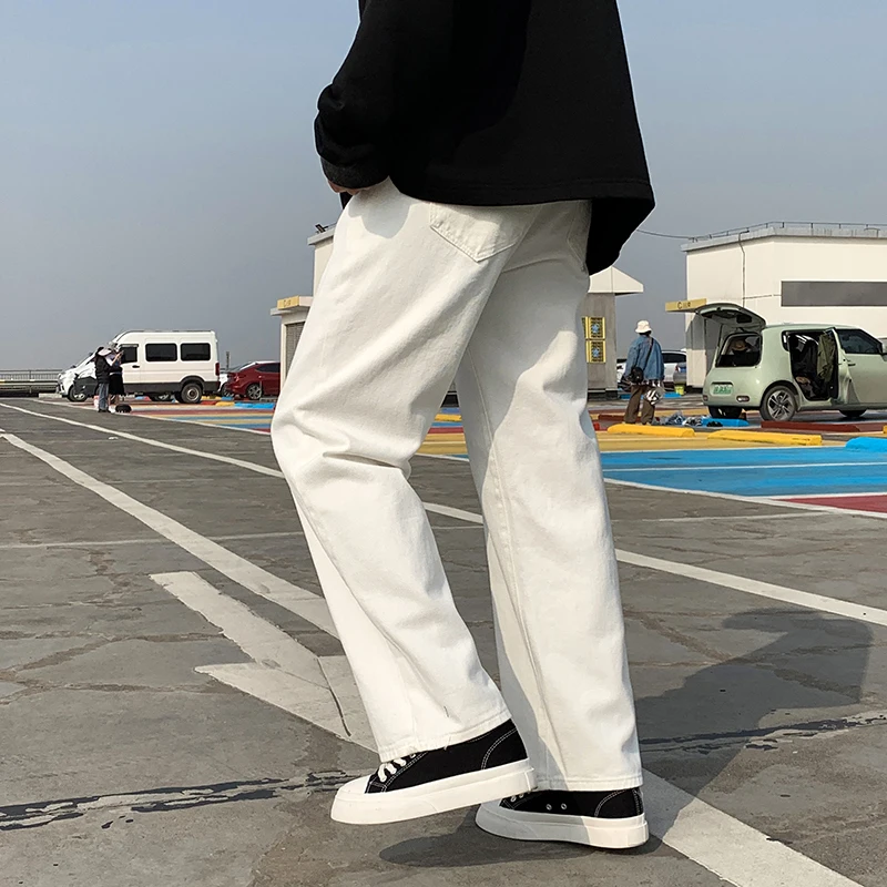 Men Loose High Street White Jeans Straight Leg Wide Leg Trousers Y2k Aesthetic Pants Ins Hot Sale Wide Leg Jeans S-5XL Plus Size