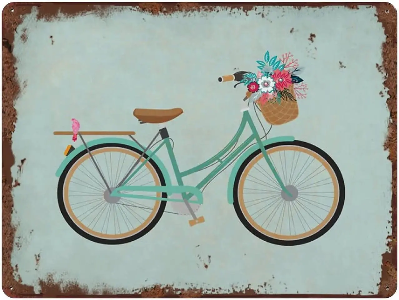 

Signage Family Decoration Aqua Green Bicycle Art Bicycle Signage Funny Retro Signage