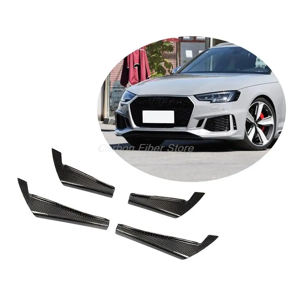 Full Carbon Fiber A4 Front Bumper Canards for AUDI A4 RS4 Bumper 2017-2019
