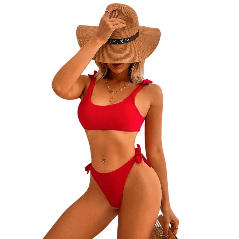 

Bikini Solid Color High Waist Sexy Split Ladies Seaside Swimsuit