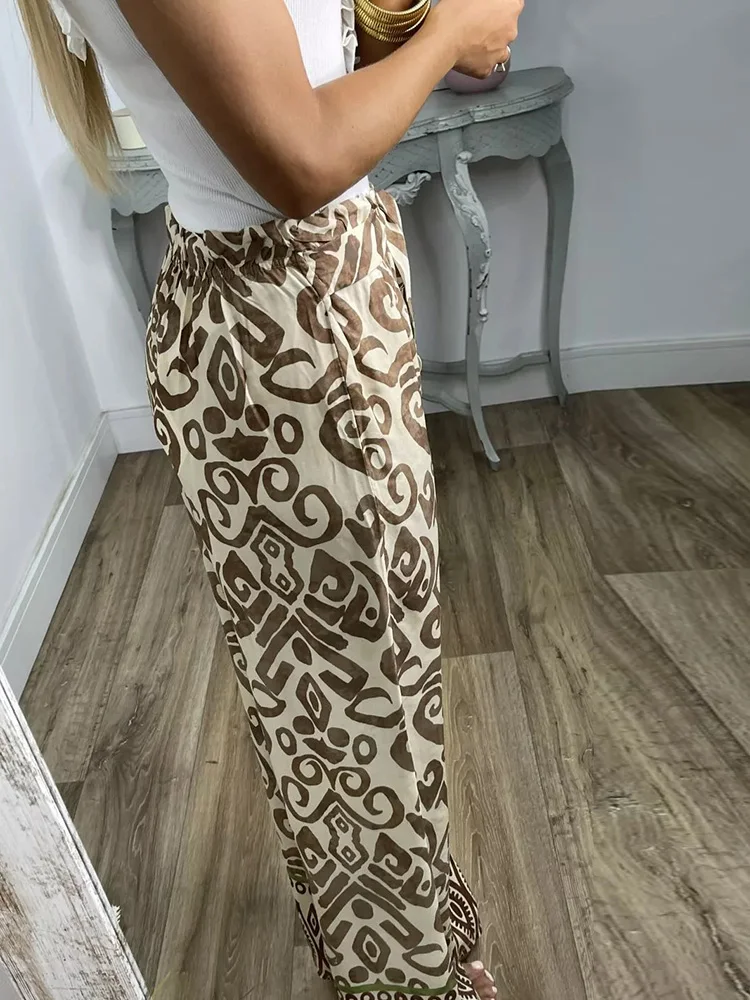 Женские осенние элегантные брюки 2023 Модные свободные прямые с эластичным поясом