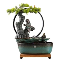 chinese zen little monk flowing water lucky ornaments luminous crystal ball office desk surface panel living room entrance